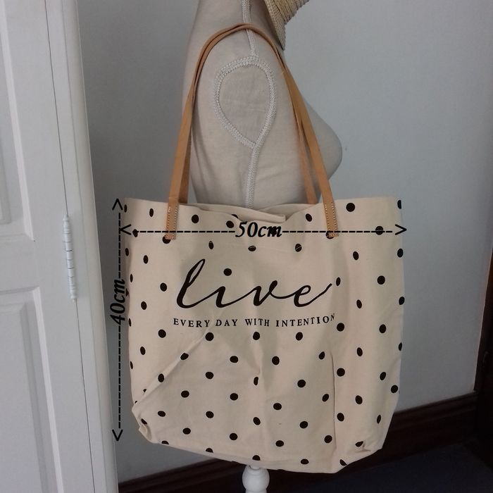 Tote écru pois noirs  - Stradivarius - 50X40cm- Neuf - photo numéro 10