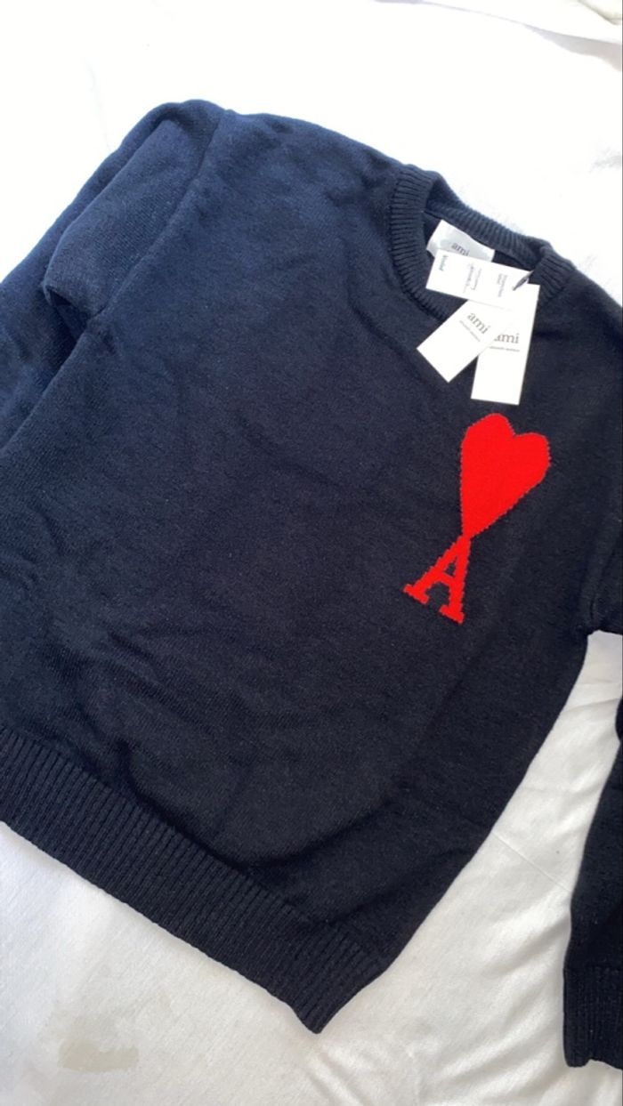 Pull AMI PARIS Noir - Taille M - Jamais porte - photo numéro 3