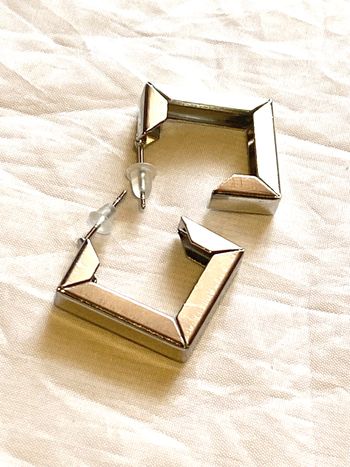 Boucles Oreilles Creuses Forme Carré Bijoux Argentés Fantaisies Femmes