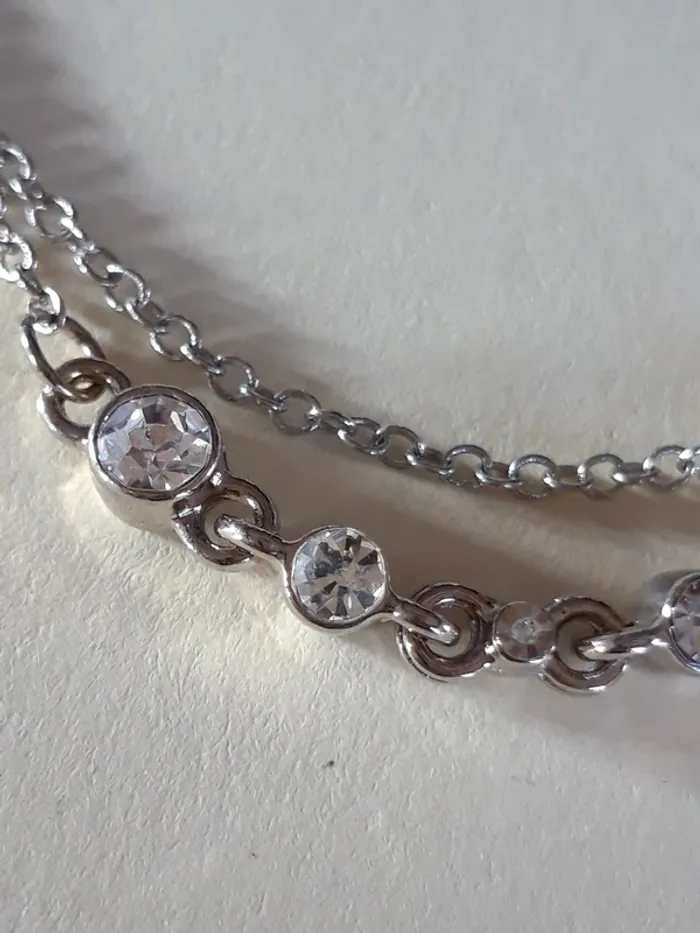 Collier fin double rang avec strass - photo numéro 3