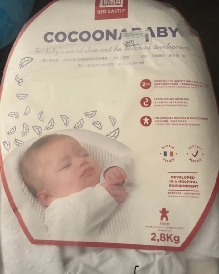 Cocoonababy® Red Castle 0-3 mois 👶 nid ergonomique bébé + drap housse blanc, made in France