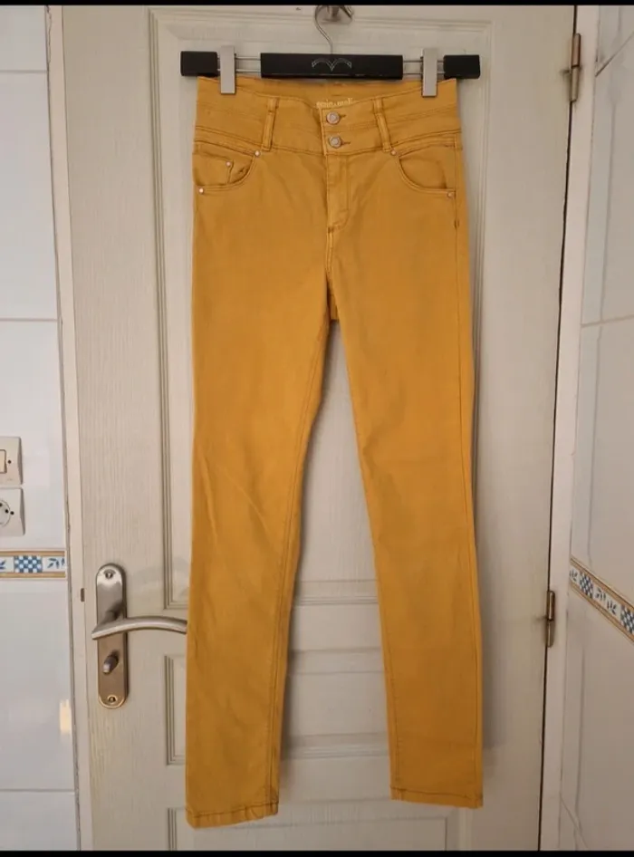 Neuf jean slim jaune moutarde femme grain de malice taille M/38