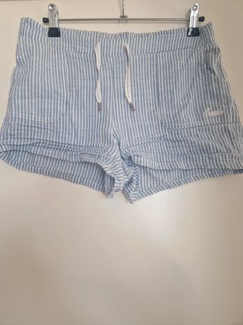 🩳 Short rayé bleu clair 100% Coton 14 ans