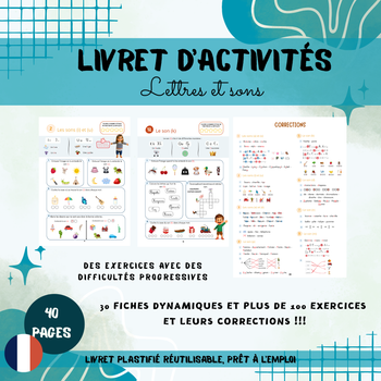 Livret d’activités Lettres et Sons - Français CP CE1 CE2 – Réutilisable et Plastifié