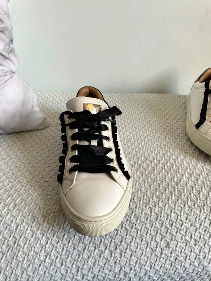 Baskets blancs avec lacets noir Cavalinho. - photo numéro 4