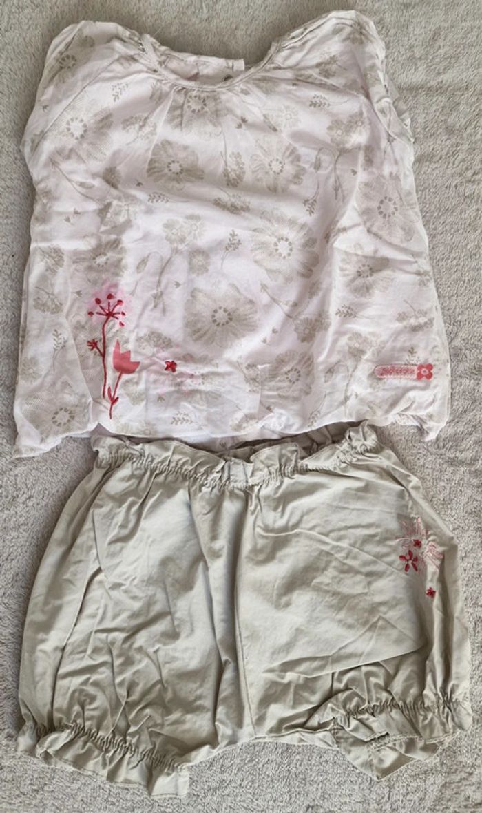 Ensemble Sucre d'orge été 6M neuf : blouse + short - photo numéro 2