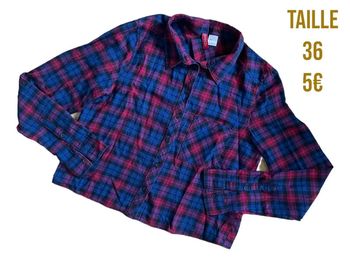 Chemise crop à carreaux rouge et bleu taille