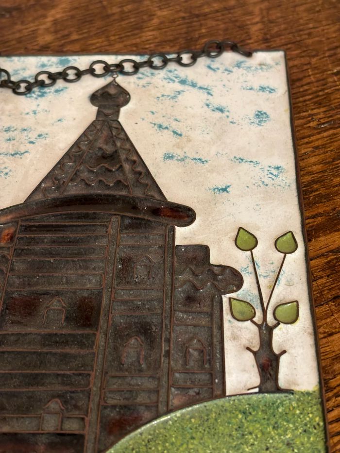Plaque murale vintage « église russe » en cuivre émaillée - photo numéro 5