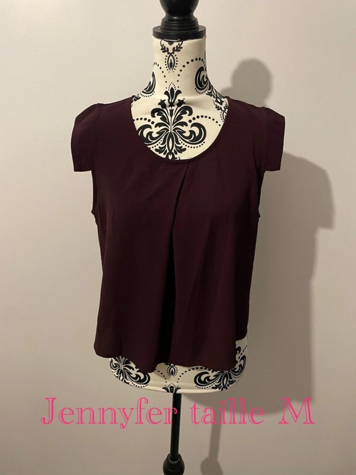 Blouse fluide sans manche bordeaux violine ample Jennyfer taille M