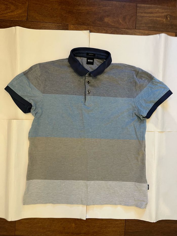 Polo manches courtes hugo boss gris et bleu taille  S