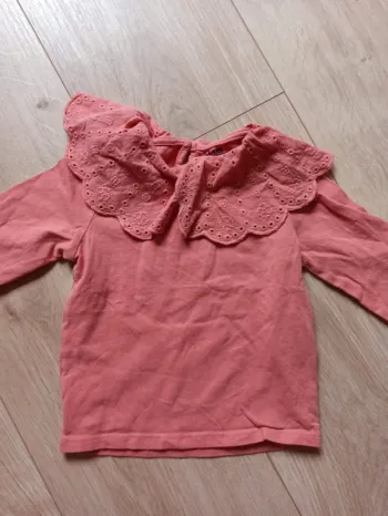 T-shirt manche longue col dentelle
