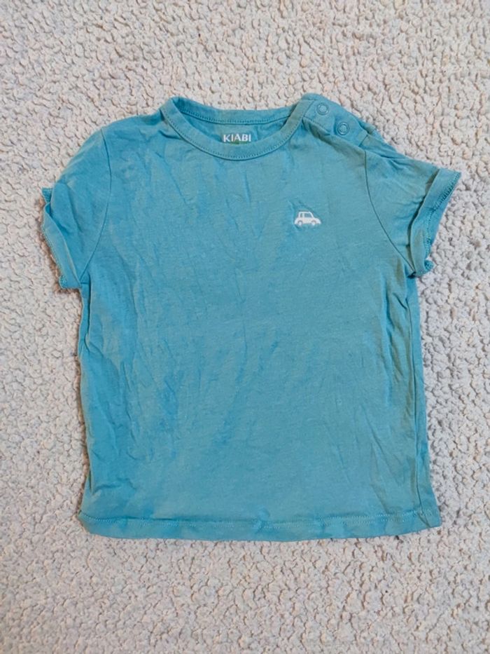 T-shirt bleu ciel voiture T.9 mois