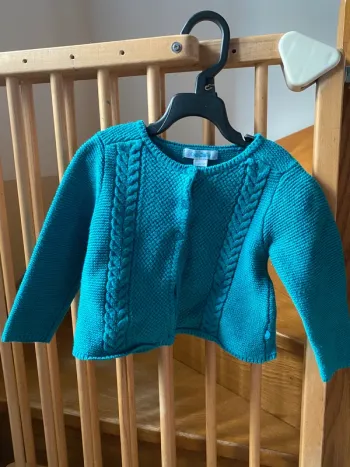Gilet tricot bleu canard Obaïbi 18m
