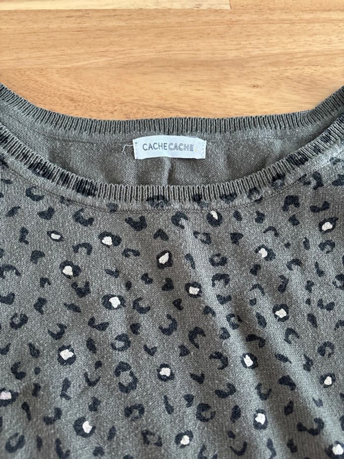 Pull léopard kaki et doré - photo numéro 2