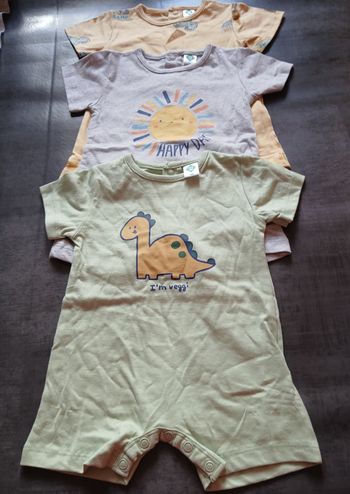 lot 3 barboteuse combishort garcon tex baby 60 cm 3 mois