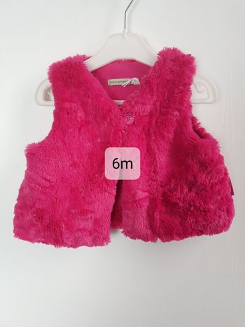 Gilet sans manches moumoute rose 6 mois