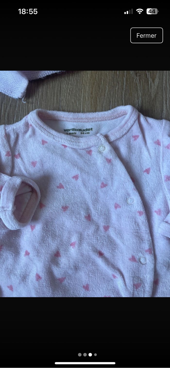 Lot 3 pyjamas velours 1mois - photo numéro 3