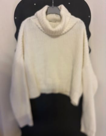 Pull col roulé blanc