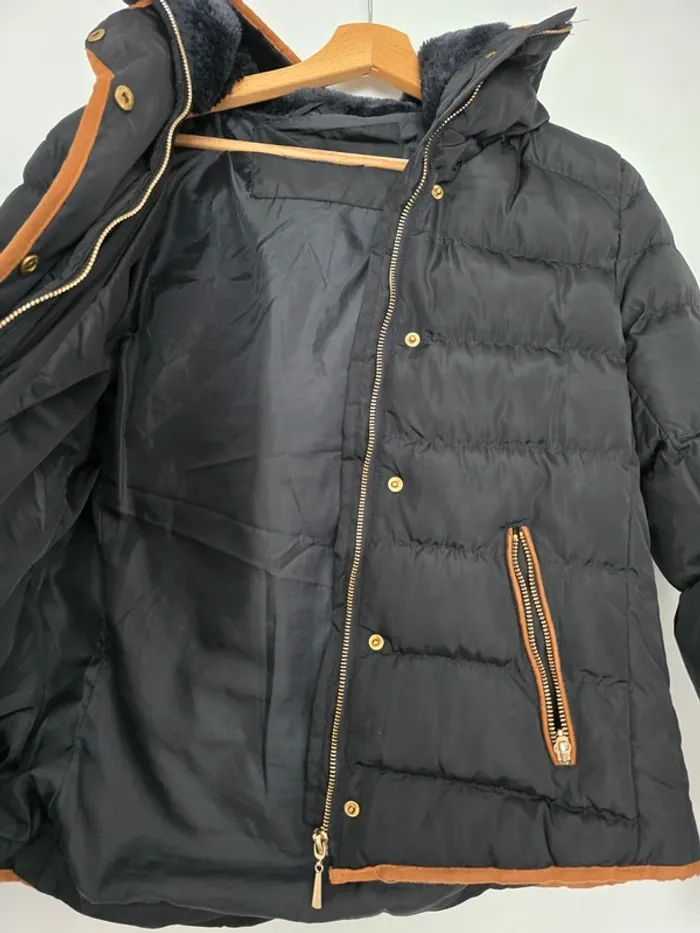 Doudoune impermeable noir et marron - photo numéro 2