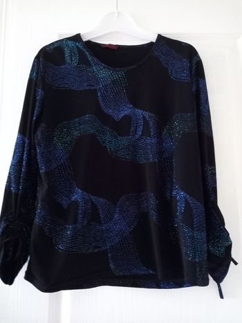 Haut manches longues noir et bleu brillant marque Yoyo Paris taille 42