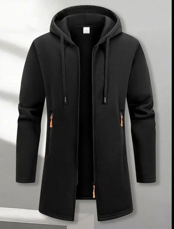 Veste à capuche vintage pour homme, style décontracté mi-long, sweatshirt chaud pour automne et hiver