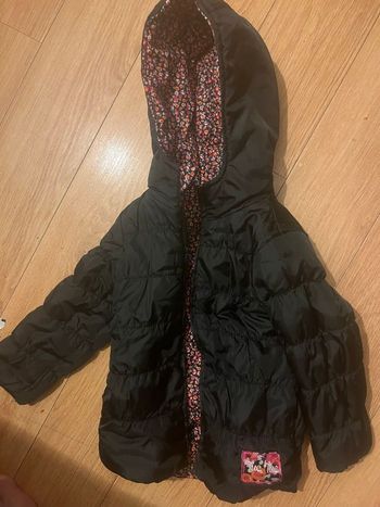 doudoune réversible tuc tuc 12 mois noire imprimé fleuri capuche chaude hiver bébé fille