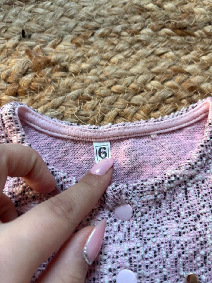 🌺Bolero rose effet pied de poule Taille 6mois🌺 - photo numéro 5