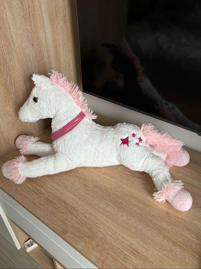 Grande peluche licorne blanche rose - photo numéro 3