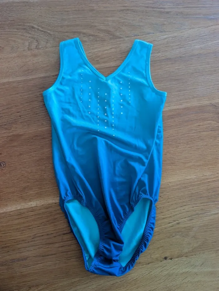 Justaucorps de gymnastique sans manches fille turquoise - photo numéro 2