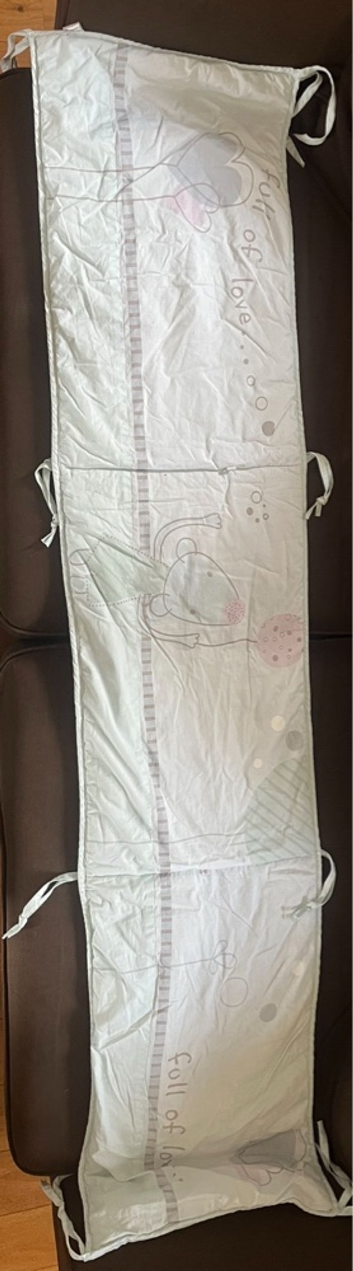 Tour de lit 100% coton bleu ciel