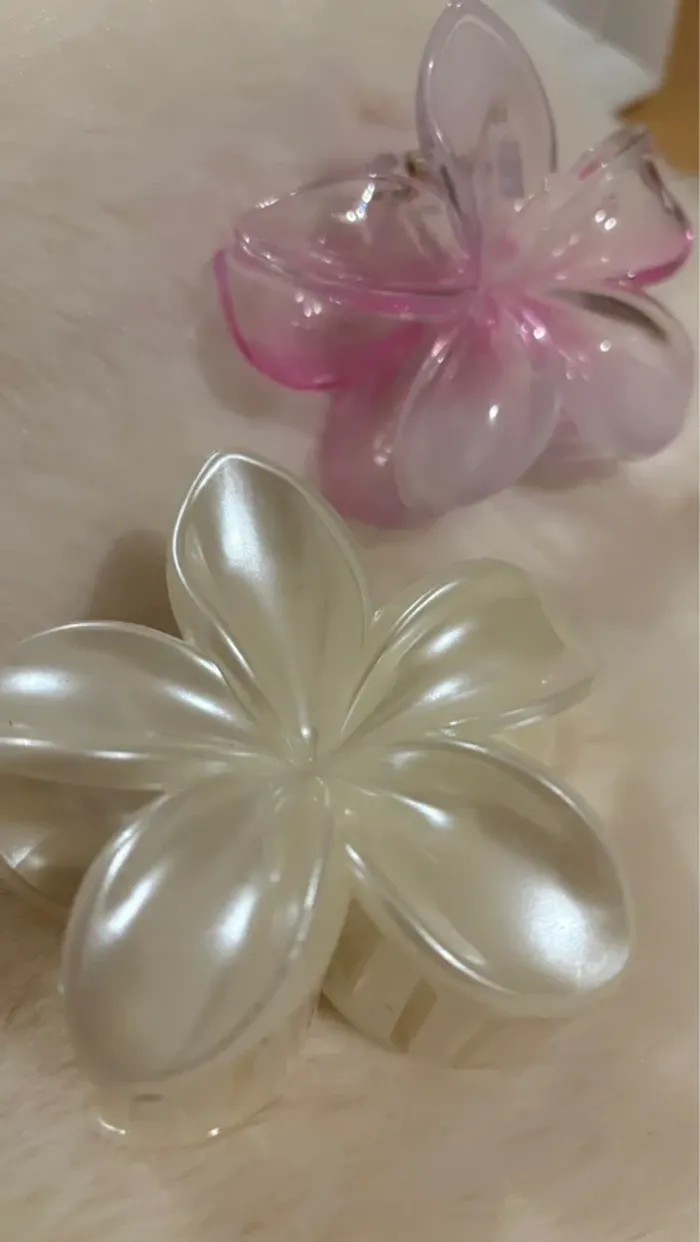 Lot 2 pinces cheveux fleurs Blanc et rose - photo numéro 3