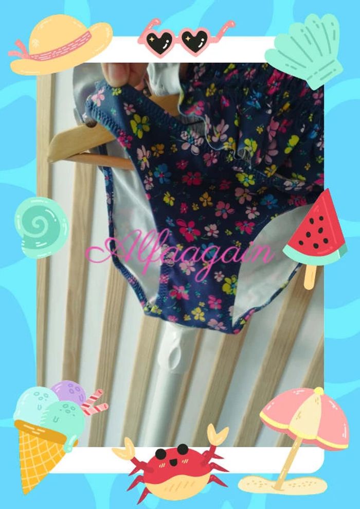 Maillot de bain bleu fleuri neuf 10ans - photo numéro 4