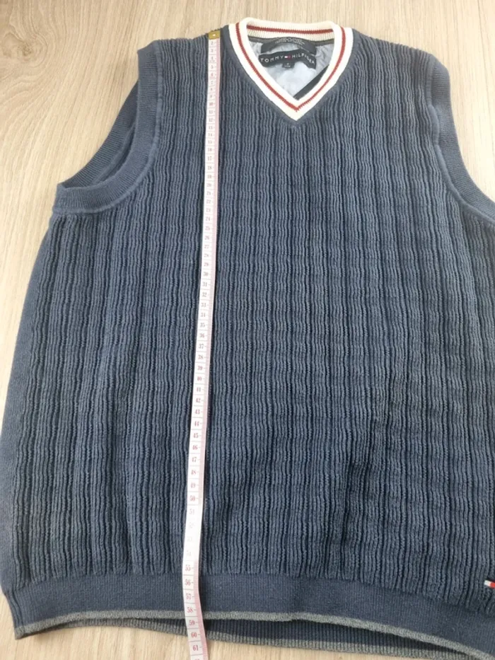 Pull a col V sans manche bleue Tommy Hilfiger Homme Taille XS - photo numéro 7