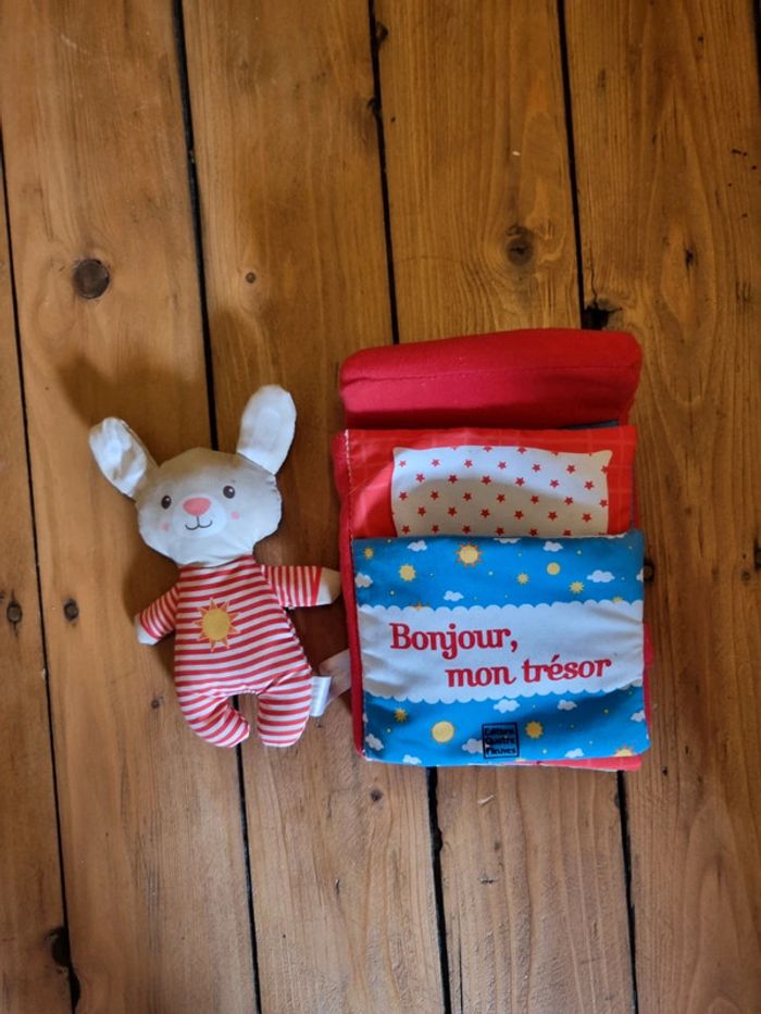 Livre avec doudou / peluche bonjour mon trésor - photo numéro 2