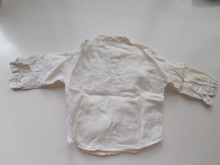 Chemise Bout'chou blanche manche courte 100% lin, bébé 6 mois 67 cm - photo numéro 5
