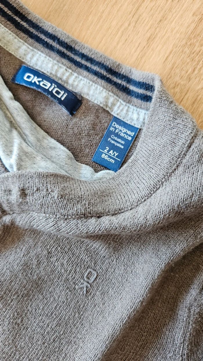 Pull gris taupe, taille 2 ans, Okaïdi - photo numéro 2