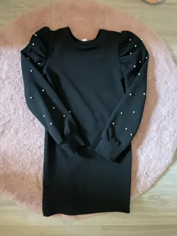 Robe longue noir à perles