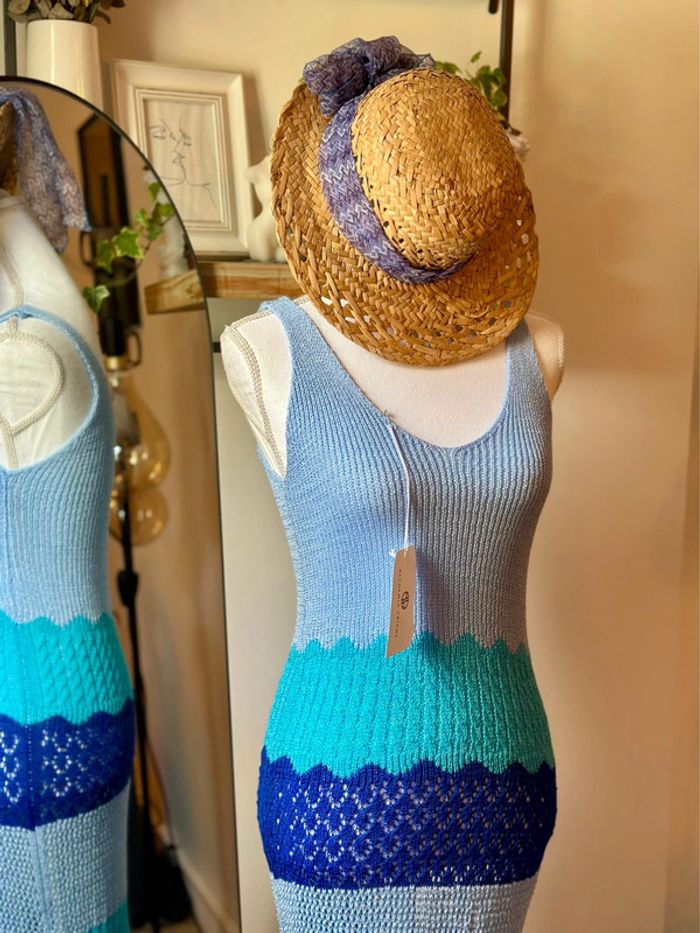 Robe longue maille bleue Alchemia Tricot – Taille unique Neuve - photo numéro 3