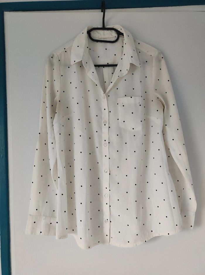 Chemise blanche à pois taille M