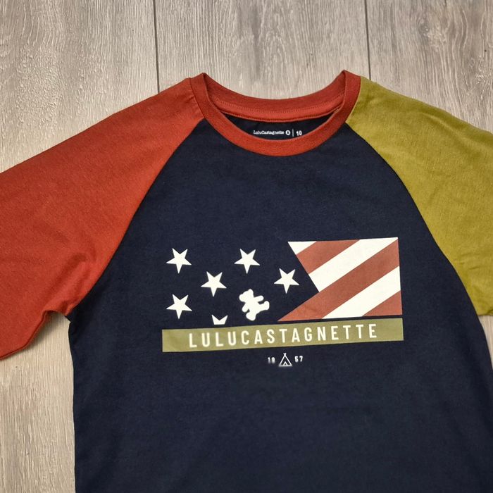 Maillot manche longue bleu marine vert et rouille.Neuf. Garçon 10 ans. Marque Lulu castagnette - photo numéro 2