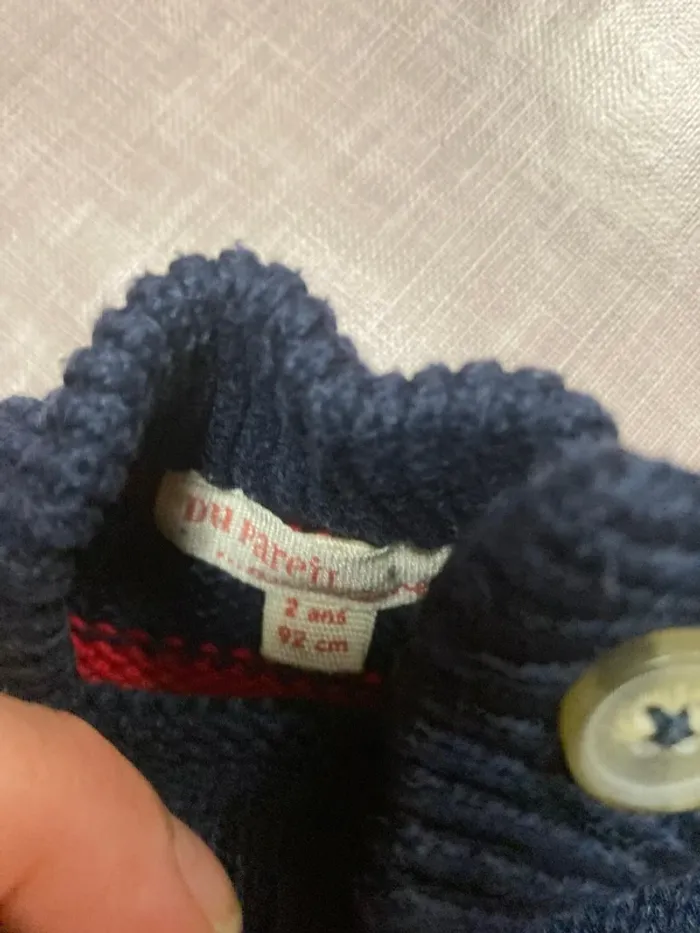 Pull marinière bébé Du Pareil au Même – Rayé bleu marine et rouge – 2 ans (92 cm) - photo numéro 3