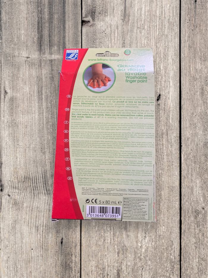 Peinture aux doigts enfant Lefranc & Bourgeois lavable – kit 5x80ml neuf - photo numéro 2