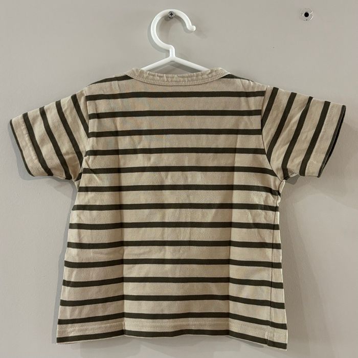 T-shirt rayé écru et kaki - photo numéro 2