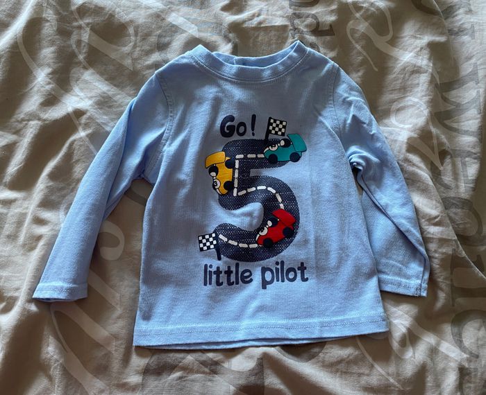 T-shirt bleu ciel manches longues 12 mois