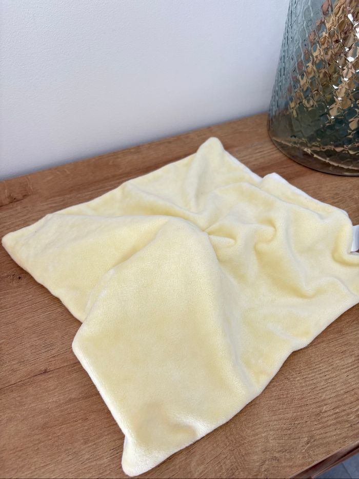 Doudou canard plume noeud satin jaune blanc - photo numéro 7