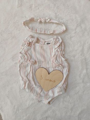 Ensemble barboteuse et bandeau bébé fille