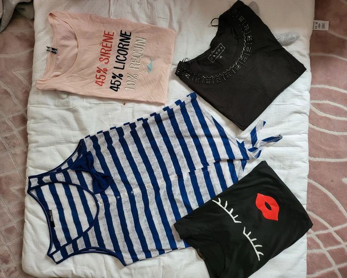 Lot 3 teeshirt et une débardeur taille xl - photo numéro 2