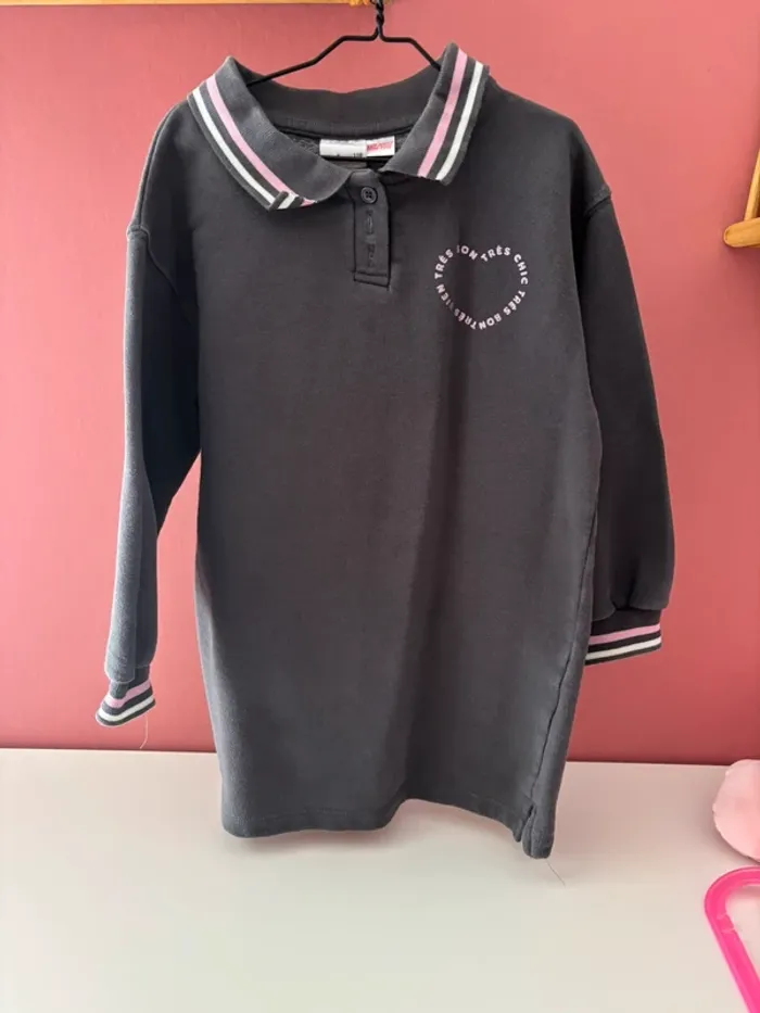 Robe/sweat ZARA grise/rose 6Y/116cm
