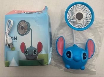 Petit ventilateur électrique pliable, crayon STITCH avec câble USB couleur bleu excellent état
