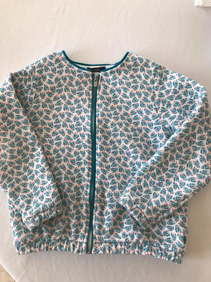 Veste maille quiltée imprimé feuillage fille